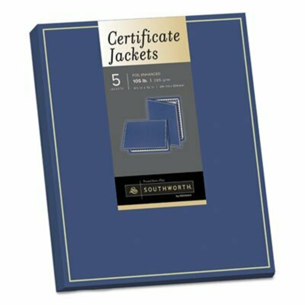 Southworth Co Southworth, Certificate Jacket, Navy/gold Border, Felt, 88lb Stock, 12 X 9 1/2, 5PK PF6